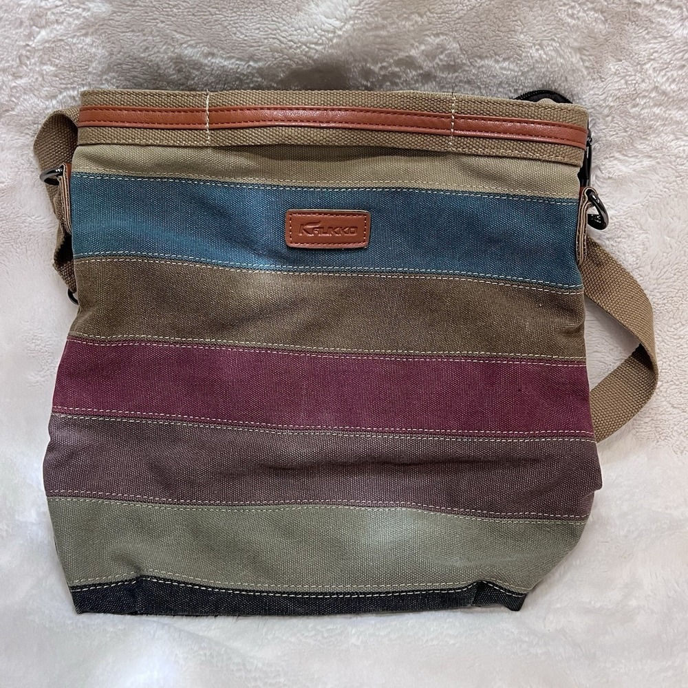 Kaukko Theideaman Striped Canvas‎ Shoulder Crossbody Bag Boho - READ